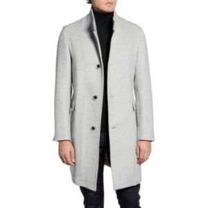 NEW Nordstrom Signature Camden Wool Blend Overcoat in Grey Micro Heather Duo
